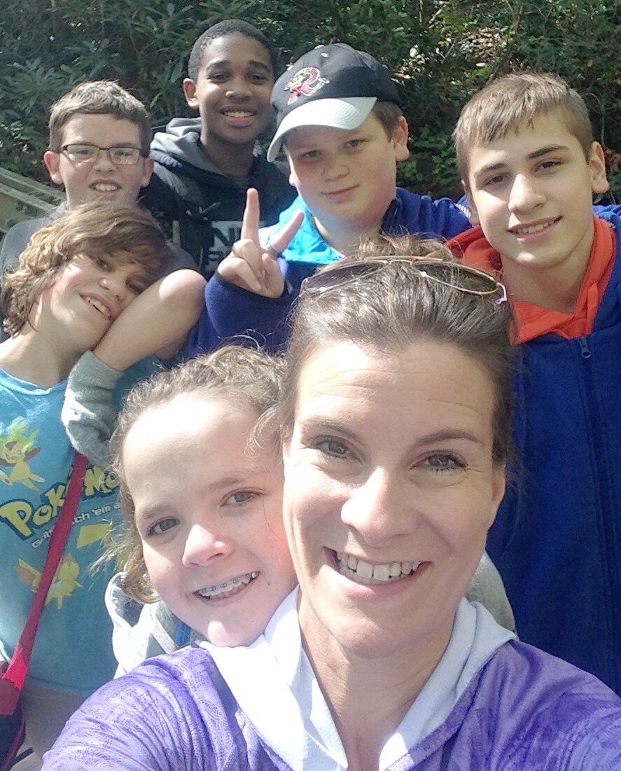 Students and their teacher, on a science-focused field trip at Jones Gap State Park.